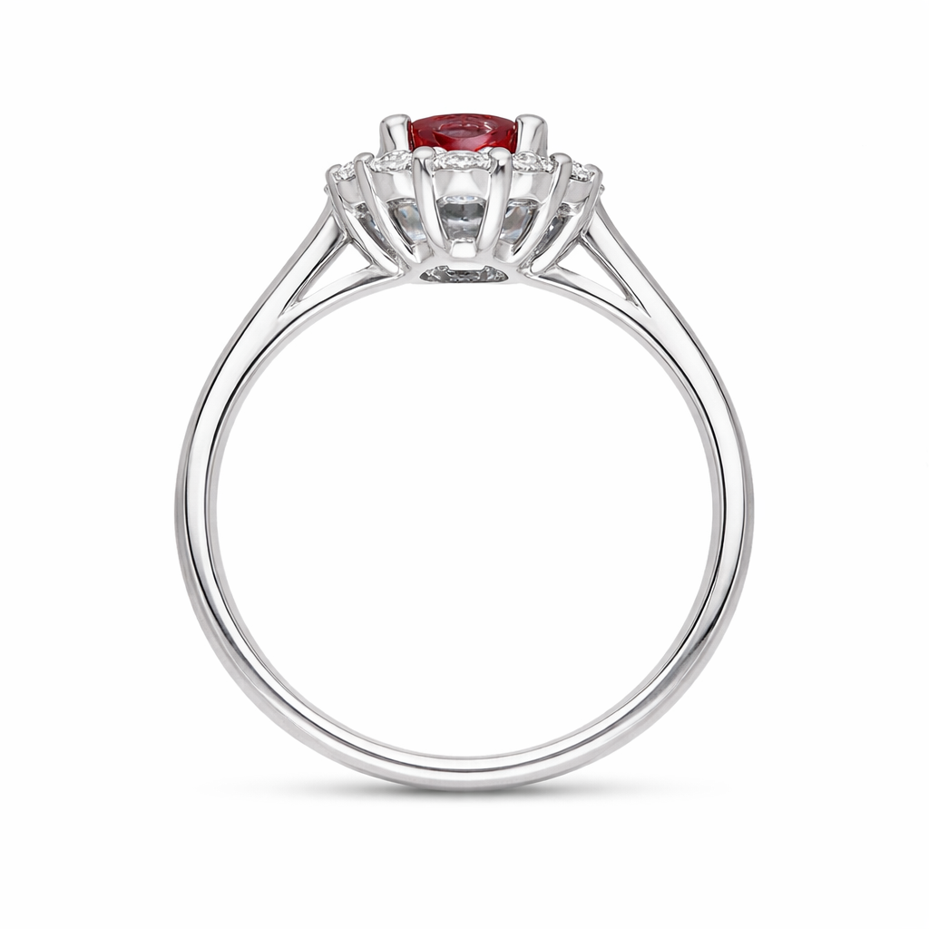 18ct White Gold 0.98ct Ruby Diamond Oval Cluster Halo Ring G765 Image 3