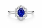 18ct White Gold 0.98ct Sapphire 0.40ct Diamond Flower Cluster Ring DMN-1687 Image 2
