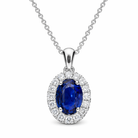 18ct White Gold 1.01ct Sapphire Diamond Oval Cluster Necklace DMN-1983 Image 1