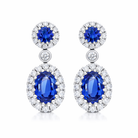 18ct White Gold 1.03ct Sapphire 0.41ct Diamond Cluster Drop Earrings DMN-2973 Image 1