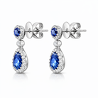 18ct White Gold 1.03ct Sapphire 0.41ct Diamond Cluster Drop Earrings DMN-2973 Image 2