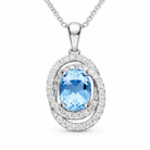 18ct White Gold 1.07ct Aquamarine 0.25ct Diamond Spiral Necklace DMN-1997 Image 1