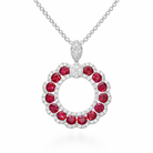 18ct White Gold 1.08ct Ruby Diamond Open Cluster Necklace DMN-344 Image 1