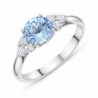 18ct White Gold 1.09ct Aquamarine 0.30ct Diamond Three Stone Ring K300 Image 1