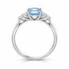 18ct White Gold 1.09ct Aquamarine 0.30ct Diamond Three Stone Ring K300 Image 2