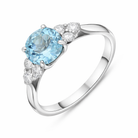 18ct White Gold 1.10ct Aquamarine Diamond Cluster Round Cut Ring DMN-2768 Image 1