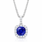 18ct White Gold 1.13ct Sapphire 0.24ct Diamond Cushion Cut Necklace H1899 Image 1