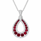 18ct White Gold 1.18ct Ruby 0.52ct Diamond Open Pear Necklace DMN-1933 Image 1