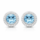 18ct White Gold 1.20ct Aquamarine 0.12ct Diamond Halo Stud Earrings DMN-1984 Image 1