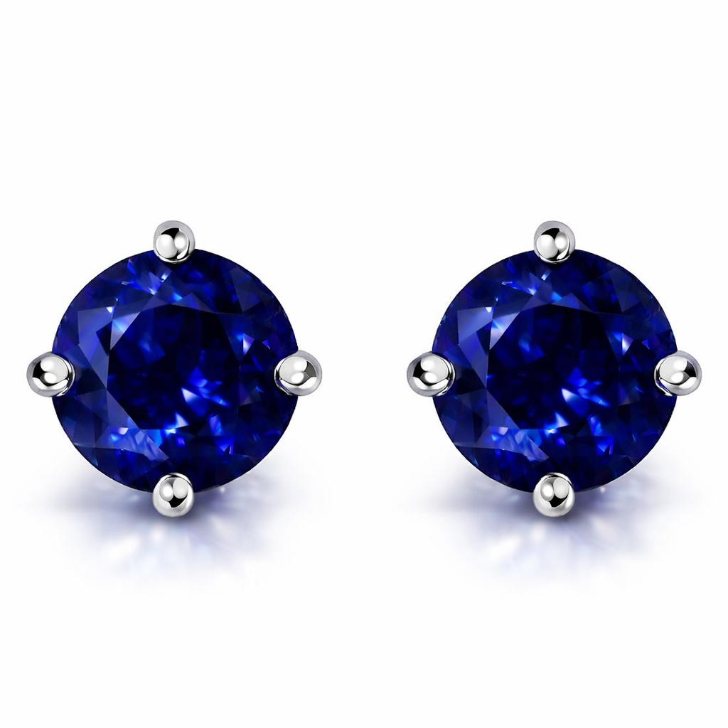 18ct White Gold 1.22ct Sapphire Solitaire Stud Earrings DMN-1968 Image 1