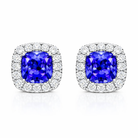 18ct White Gold 1.25ct Tanzanite 0.21ct Diamond Cushion Cut Stud Earrings DMN-2028 Image 1