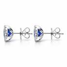 18ct White Gold 1.25ct Tanzanite 0.21ct Diamond Cushion Cut Stud Earrings DMN-2028 Image 2