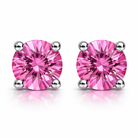 18ct White Gold 1.30ct Pink Sapphire Solitaire Stud Earrings DMN-1645 Image 1