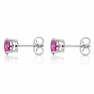 18ct White Gold 1.30ct Pink Sapphire Solitaire Stud Earrings DMN-1645 Image 2