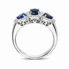 18ct White Gold 1.30ct Sapphire Diamond Cluster Trilogy Ring DMN-1227 Image 2