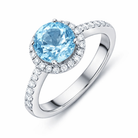 18ct White Gold 1.32ct Aquamarine Diamond Halo Ring DMN-977 Image 1