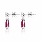 18ct White Gold 1.34ct Ruby 0.21ct Diamond Pear Drop Earrings J523 Image 2
