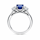 18ct White Gold 1.39ct Sapphire 0.66ct Diamond Emerald Cut Trilogy Ring DMN-1996 Image 2