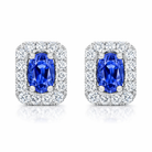 18ct White Gold 1.41ct Sapphire and Diamond Oblong Earrings DMN-1930 Image 1