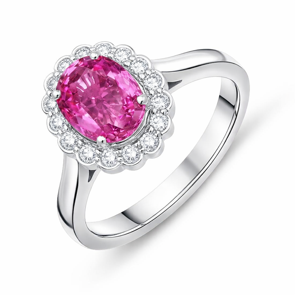 18ct White Gold 1.43ct Pink Sapphire Diamond Cluster Ring DMN-1280 Image 1