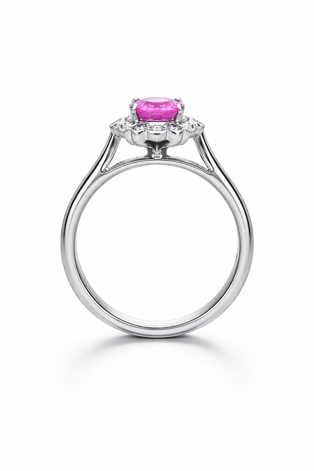 18ct White Gold 1.43ct Pink Sapphire Diamond Cluster Ring DMN-1280 Image 2