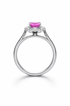 18ct White Gold 1.43ct Pink Sapphire Diamond Cluster Ring DMN-1280 Image 2