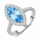 18ct White Gold 1.51ct Aquamarine Diamond Marquise Ring DMN-1390 Image 1