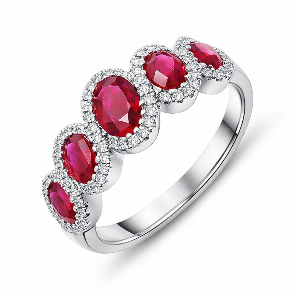 18ct White Gold 1.54ct Ruby Diamond Dress Ring DMN-1321 Image 1