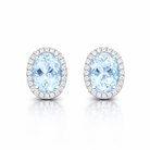 18ct White Gold 1.60ct Aquamarine Diamond Oval Cut Stud Earrings DMN-1937 Image 1