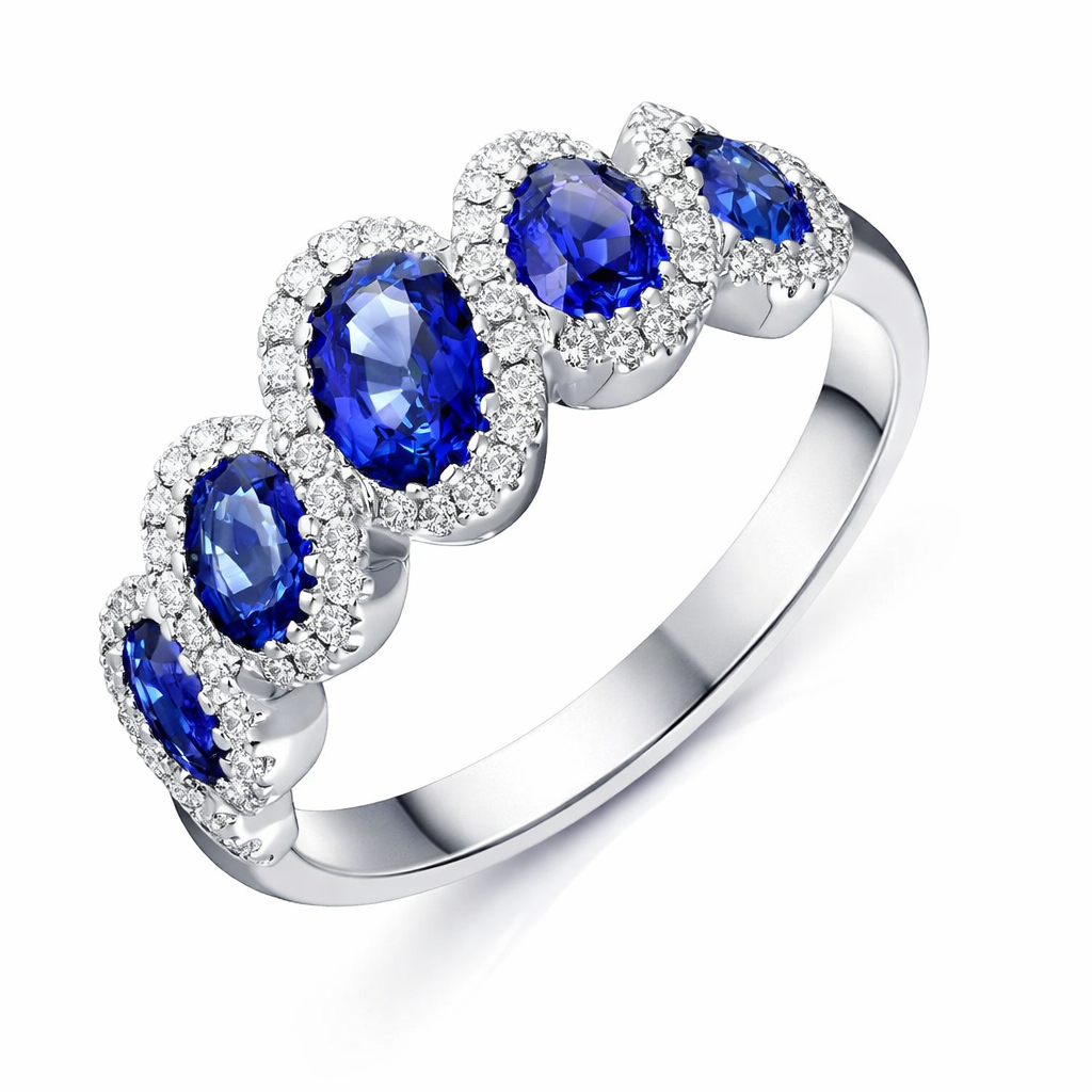 18ct White Gold 1.62ct Sapphire and Diamond Dress Ring DMN-1403 Image 1