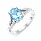 18ct White Gold 1.73ct Aquamarine and Diamond Oval Cut Ring DMN-1993 Image 1