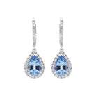 18ct White Gold 1.90ct Aquamarine 0.61ct Diamond Pear Cut Drop Earrings J536 Image 1