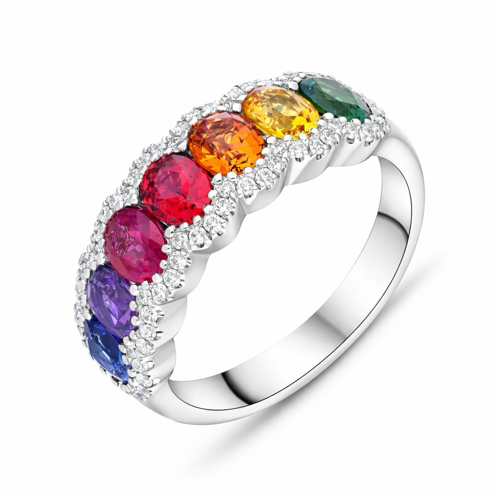 18ct White Gold 2.14ct Sapphire 0.23ct Diamond Half Eternity Ring J214 Image 1