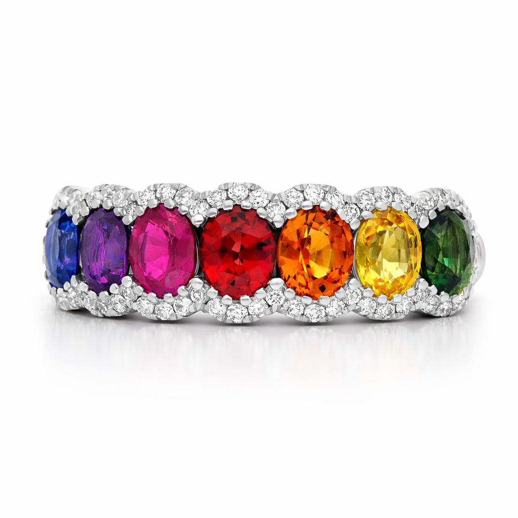 18ct White Gold 2.14ct Sapphire 0.23ct Diamond Half Eternity Ring J214 Image 2