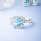 18ct White Gold 2.37ct Aquamarine 0.36ct Diamond Cushion Cut Ring DMN-2282 Image 6