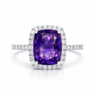 18ct White Gold 2.58ct Amethyst Diamond Shoulder Set Halo Ring H46 Image 2