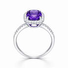 18ct White Gold 2.73ct Amethyst Diamond Cushion Cut Ring DMN-1994 Image 2