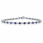 18ct White Gold 3.13ct Sapphire 0.60ct Diamond Rubover Set Line Bracelet J1143 Image 2