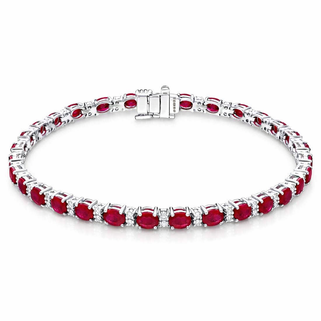 18ct White Gold 7.79ct Ruby 0.61ct Diamond Bracelet DMN-1214 Image 1