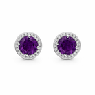 18ct White Gold Amethyst Diamond Cluster Round Stud Earrings 59476AM Image 1