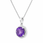 18ct White Gold Amethyst Diamond Round Cluster Pendant 59496AM Image 2