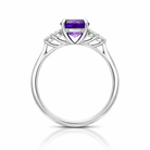 18ct White Gold Amethyst Diamond Round Cut Cluster Ring J672 Image 3