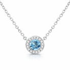 18ct White Gold Aquamarine Diamond Cluster Necklace DMN-2775 Image 1