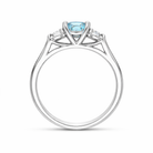 18ct White Gold Aquamarine Diamond Cushion Cut Three Stone Ring 52335AQ Image 3