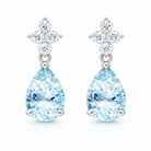 18ct White Gold Aquamarine Diamond Drop Earrings DMN-1978 Image 1