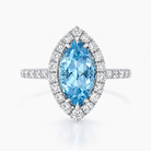 18ct White Gold Aquamarine Diamond Marquise Cut Shoulder Set Cluster Ring D656 Image 2