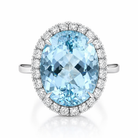 18ct White Gold Aquamarine Diamond Oval Cluster Statement Ring C2153 Image 2