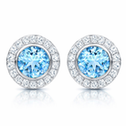 18ct White Gold Aquamarine Diamond Pave Round Stud Earrings 59730A8 Image 1