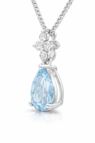 18ct White Gold Aquamarine Diamond Pear Cut Necklace DMN-1977 Image 2