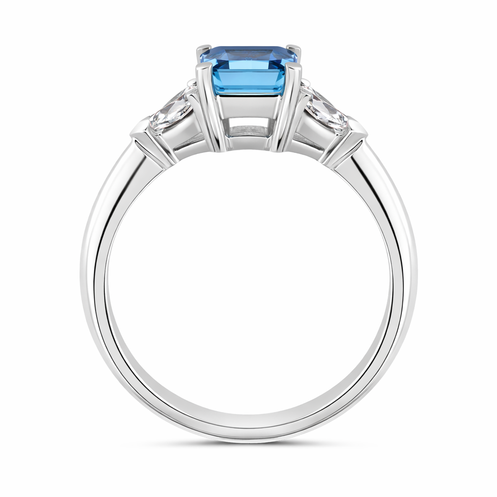 18ct White Gold Aquamarine Diamond Three Stone Ring 58660AQ Image 3